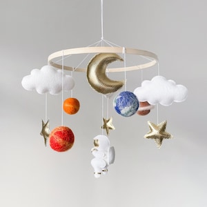 Baby mobile space nursery decor, Hanging planets mobile, Solar system decor, Outer space baby shower gift, Galaxy nursery