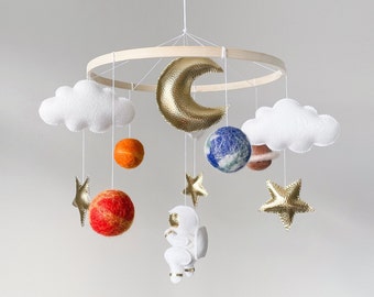 Baby mobile space nursery decor, Hanging planets mobile, Solar system decor, Outer space baby shower gift, Galaxy nursery