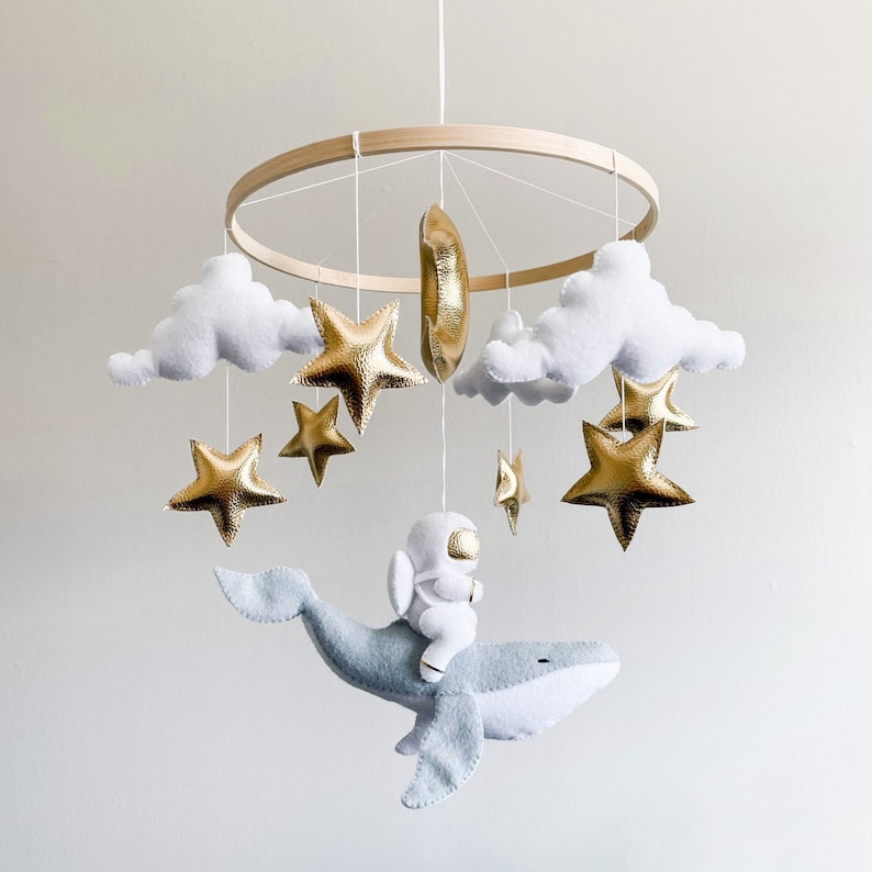 Baby Mobile Space, Baby Mobile Neutral, Baby Mobile Whale, Crib Mobile Space, Crib Mobile Whale, Nursery Space Decor, Crib Mobile Astronaut image 5