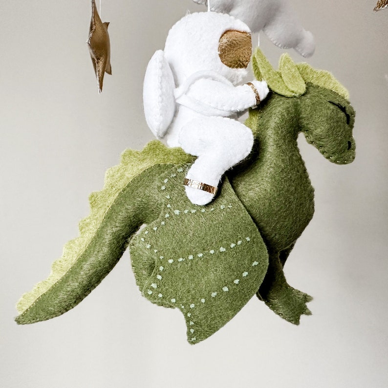 Space Baby Mobile, Baby Mobile Dragon, Astronaut Baby Mobile, Crib Mobile Space, Dragon Nursery Decor, Baby Shower Gift, Baby Mobile Neutral image 4