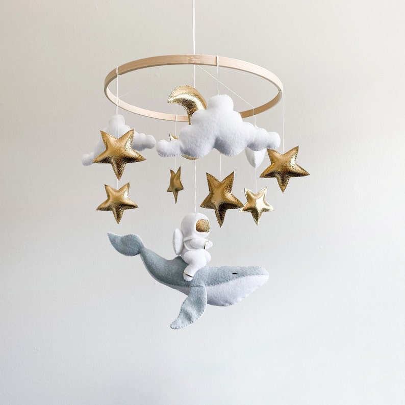 Baby Mobile Space, Baby Mobile Neutral, Baby Mobile Whale, Crib Mobile Space, Crib Mobile Whale, Nursery Space Decor, Crib Mobile Astronaut image 7