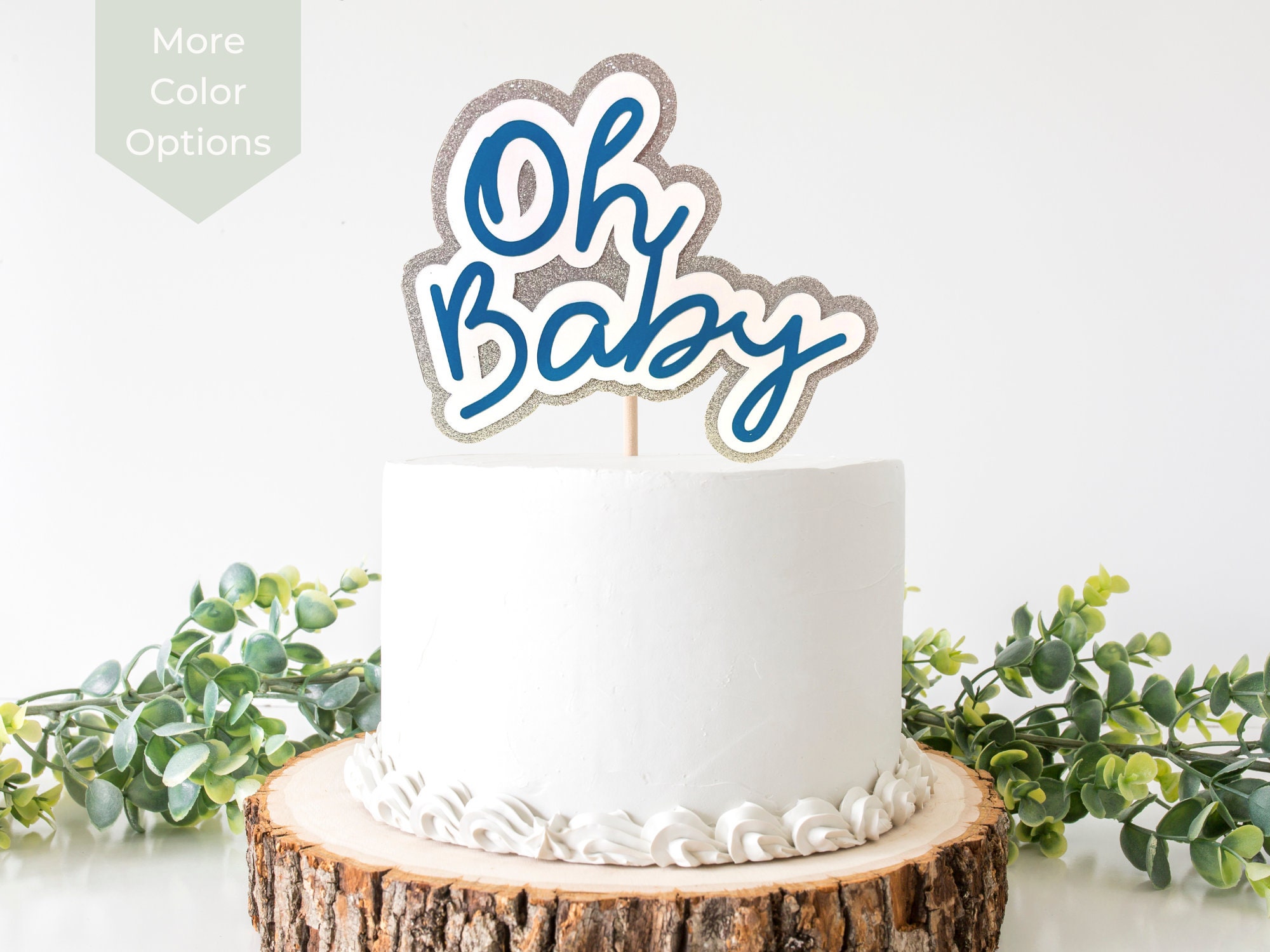 Baby Shower Cake Topper Oh Baby Cake Sign Silver Glitter Cake Topper Baby Boy Baby Shower Decoration
