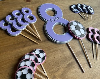 Décoration de gâteau sport pour fête d'anniversaire ou fête d'équipe Nom et numéro personnalisés Football Baseball Football Piste Tennis Natation