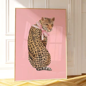 Pink Cheetah Wall Art, Coquette Cheetah Print, Preppy Room Decor, Leopard Poster Print, Printable Wall Art, Trendy Wall Art Preppy Decor