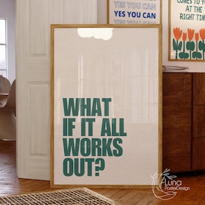 Et si tout allait bien, impression d&#39;art mural, affiche esthétique rétro verte, impression motivante, décoration d&#39;appartement, art mural tendance, téléchargement numérique