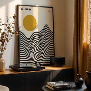 Bauhaus Ausstellungsplakat Poster Mid Century Modern Bauhaus Minimalistisch Meerdruck Minimalistischer Druck Geometrisch Pop Kultur Druck Bauhaus Retro