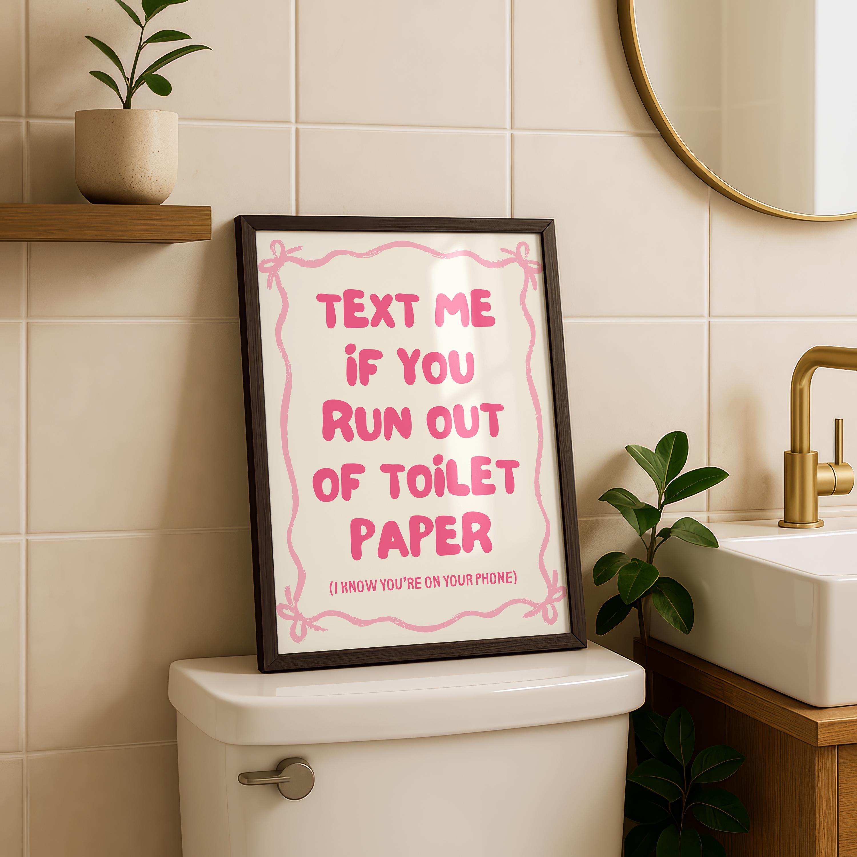 Funny Bathroom Wall Art Set of 6, Pink Restroom Prints, Quirky Toilet ...