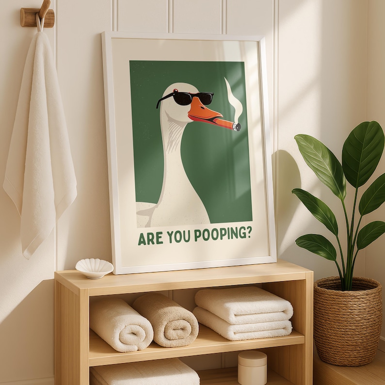 Funny Are You Pooping Goose Poster Bathroom Humor Wall Art Quirky funny-are-you-pooping-goose-poster-bathroom-humor-wall-art-quirky