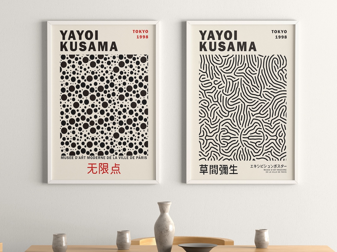 Yayoi Kusama Poster Set, Set of 2 Prints, Printable Wall Art