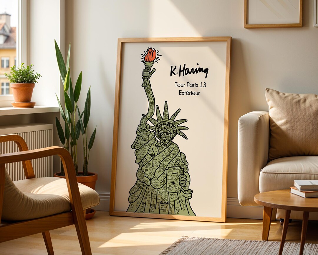 Keith Haring Statue of Liberty Poster, Tour Paris 13 Art, Pop Art Print ...