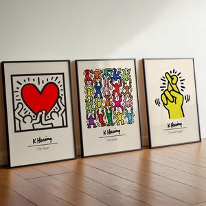 Keith Haring Set von drei Drucken, Museumsqualitätsdruck, Keith Haring Poster, Pop Art, Keith Haring Roter Druck, zeitgenössischer Kunstdruck, Geburtstagsgeschenk