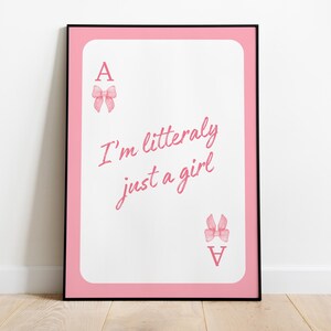 Trendy Ace of Hearts Druck, ich bin nur ein Mädchen Druck, trendige Retro Wandkunst, Retro trendiger ästhetischer Druck, Spielkarte Poster, trendiges Pink