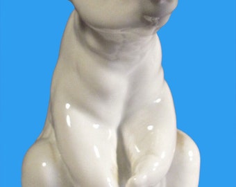 Vintage Lladro "Resting Polar Bear" Porcelain Figurine, Marked Glossy porcelain bear figurine sitting, hand made Spain