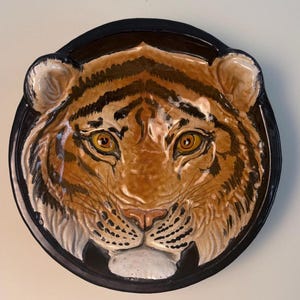 Cache-pot Vintage En Céramique - Italie - Motif Tête De Tigre - HEAD Tiger
