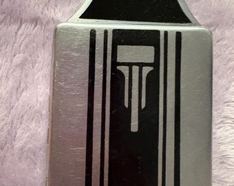 Art Deco Ronson Combination Lighter/cigarette Case, Chrome, Great Design,  Deco Interior, Monogrammed, F.E.N. Conversation Piece, Tobacciana