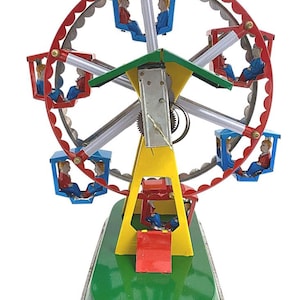 Vintage Tin Wind-Up Ferris Wheel Toy - Colorful Mechanical Ride- free shipping in Continental USA