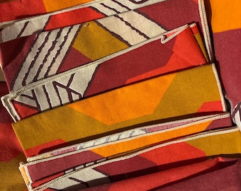 Servilletas de tela vintage de mediados de siglo, juego de 10, estilo retro geométrico atómico de los años 60 y 70, mantelería minimalista de algodón.