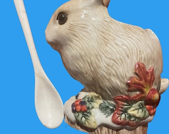 Conejito de azúcar vintage Fitz and Floyd con cuchara