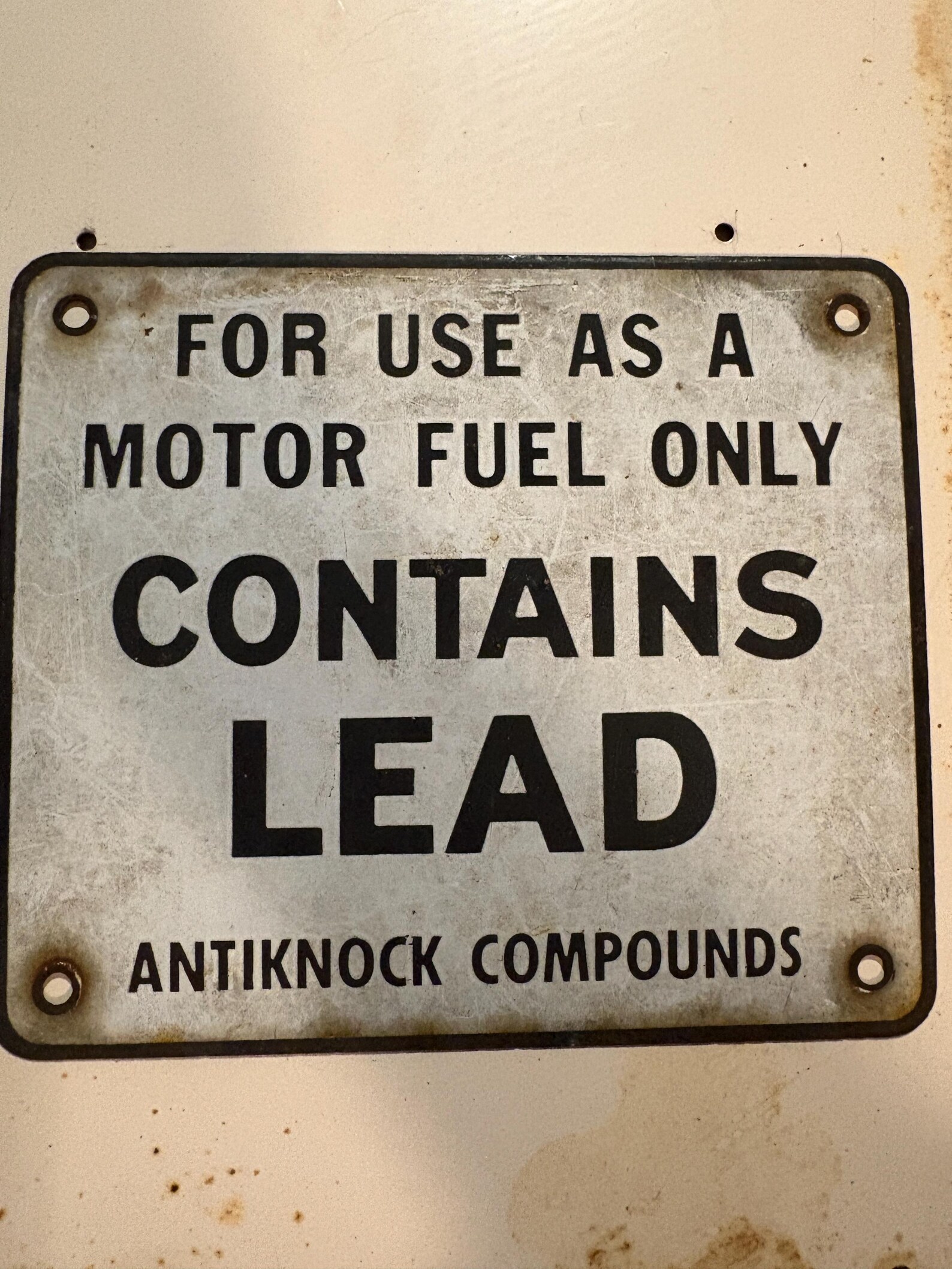 Compound Only Sign Metal Vintage Sign for Use as a Motor Fuel Only Contains Lead Antiknock ...