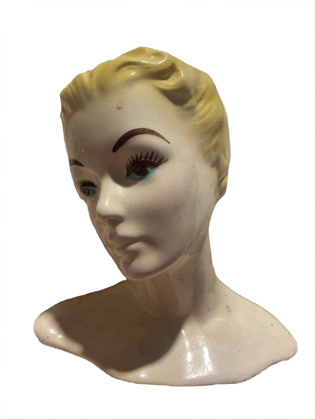 Vintage Glamour Girl Head Vase Etsy