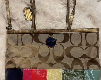 Coach Signature Python Stripe Tote Bag Purse F25706 - Etsy