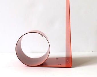 Serre-livres moderniste orange en acier enroulé pour rat de bibliothèque, milieu du siècle, ANGLETERRE