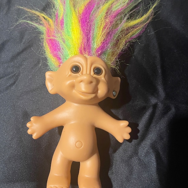 Troll Doll 4.5" Bright of America Rainbow Hair Heart Earring Ace Novelty Troll