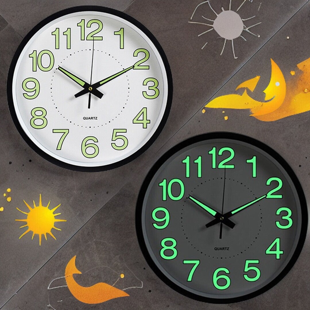 Luminous Wall Clocks Glow in the Dark Silent Home Digital Etsy UK