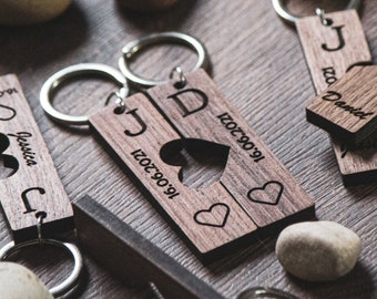 Partnerhanger gepersonaliseerd met gravure HOUT, set voor koppels