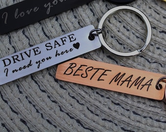 Keychain personalized made of metal, engraving, gift, gold