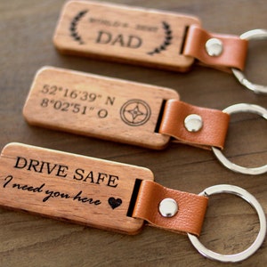 Keychain personalized made of WOOD with engraving