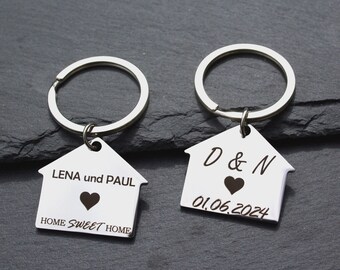 Keychain HOUSE with engraving stainless steel