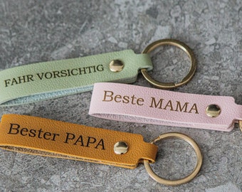 Leather keychain personalized with engraving