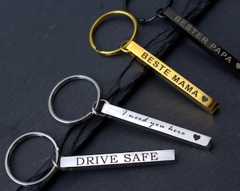 Keychain personalized with engraving, PREMIUM stainless steel 4 sides