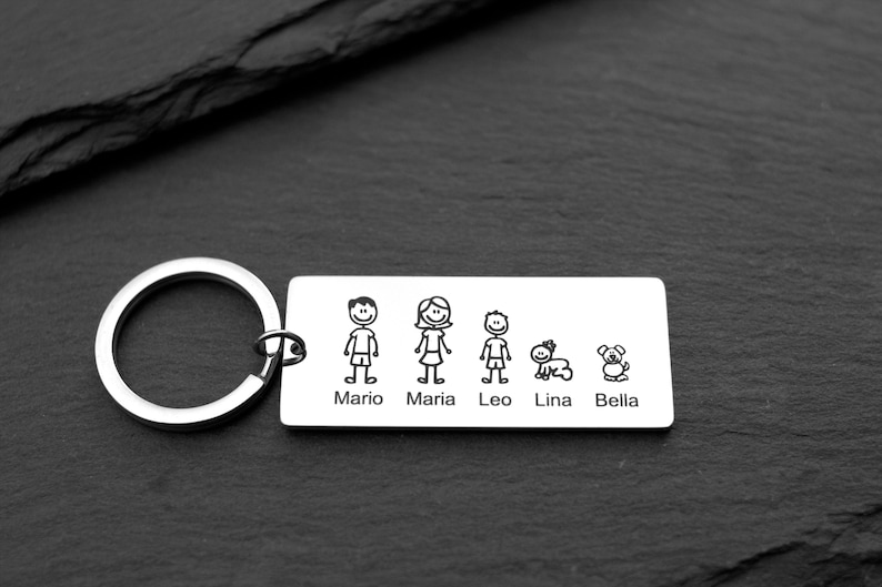 Schlüsselanhänger Familie personalisiert mit Namen graviert EDELSTAHL Bild 1