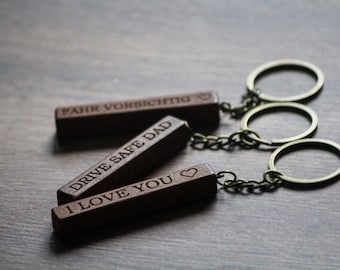 Keyring wood personalized with engraving, PREMIUM wood