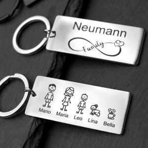 Schlüsselanhänger Familie personalisiert mit Namen graviert EDELSTAHL Bild 2
