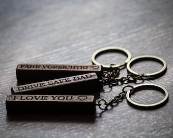 WOODEN keychain personalized with engraving, PREMIUM wood