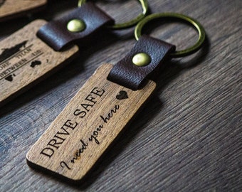 Personalized keychain PREMIUM wood, with engraving, various symbols
