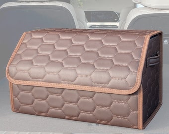 Heavy Duty PU Leather Car Trunk Organizer – Waterproof, Portable & Stylish Cargo Storage Box
