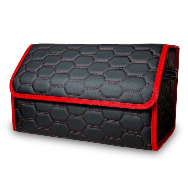 Gift Car Trunk Organizer Heavy Duty Waterproof PU Leather Portable Cargo Storage Box Seat Back Trunk Organizer