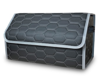 PU Leather Car Trunk Organizer, Heavy Duty Cargo Storage Box