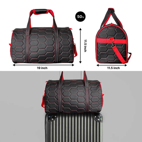 Car Organizer BLACK/RED Heavy Duty Travel Bag Waterproof PU Leather  Portable Cargo Seat Back Trunk Organizer Trunk Storage 