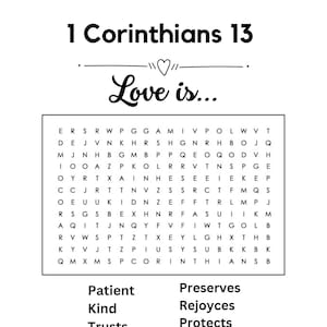 1 Corinthians 13 Word Search and Coloring Page