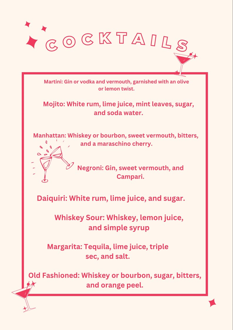 Cocktails list with ingredients image 1