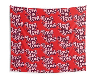 Indoor Wall Tapestries LOVE IS LOVE deep red