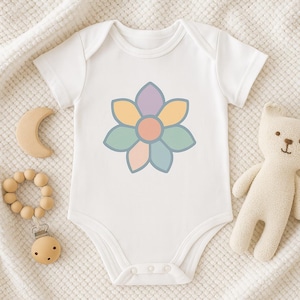 Baby Bio Bodysuit mit buntem Blumen-Design, umweltfreundliches Säuglings-Outfit, Neugeborenengeschenk, Babyparty-Essentials, niedliche Babykleidung