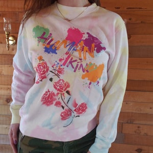 Rose Custom Painted &quot;Human Kind&quot; Tie-Dye Sweatshirt- Unisex XS or Large