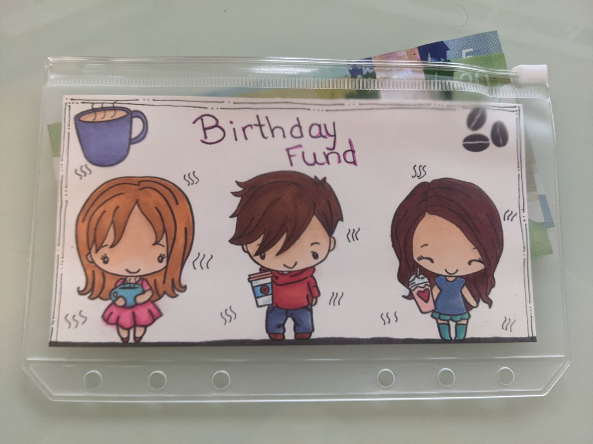 Birthday Fund , Theme Envelope Insert, Money Saving Enveloppes, Cash