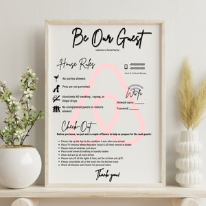1 Page Airbnb Welcome Sign Template| Short Term Rental Welcome Guide ...